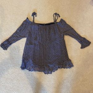 Flowery navy off the shoulder top